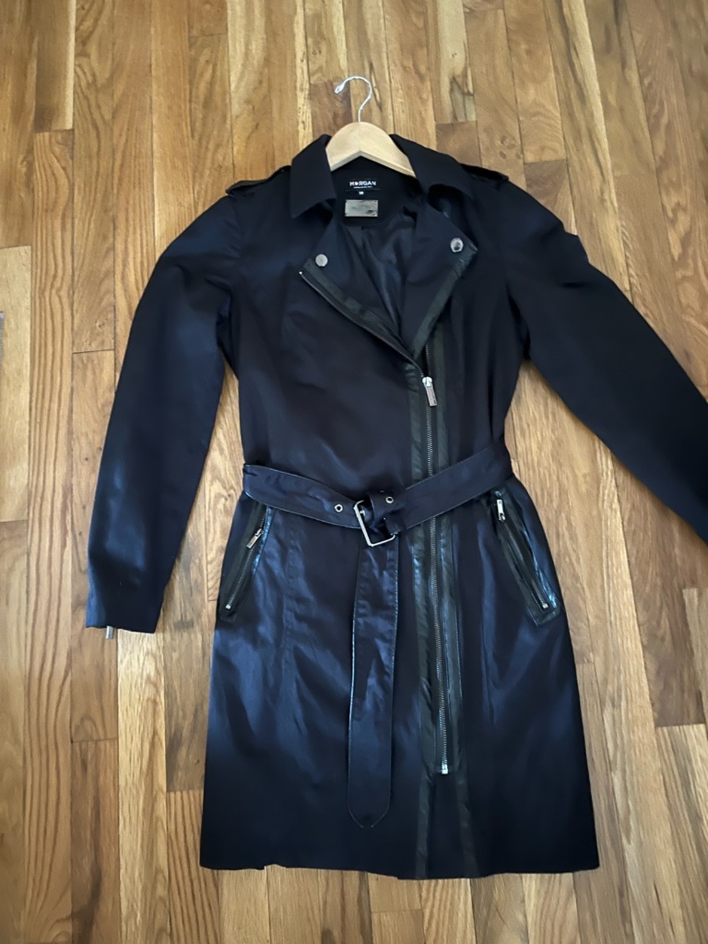Blue Black Women's Mid-length Trench Coat
